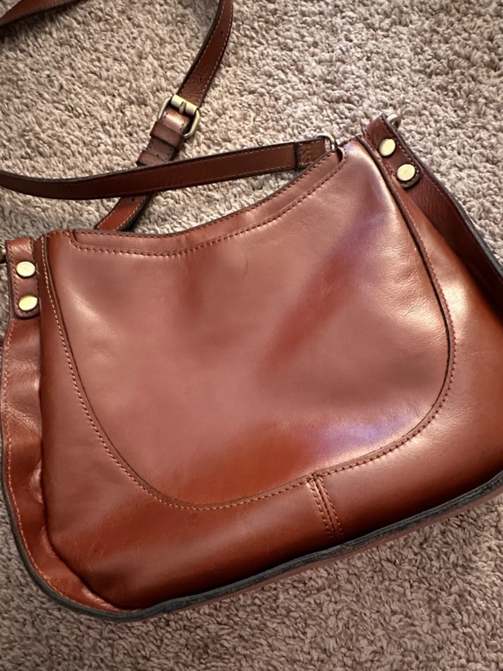Patricia Nash Caletta Hobo Crossbody Bag - Cognac Leather